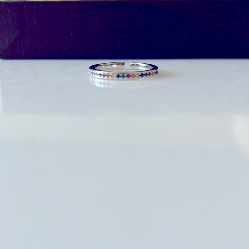 🩷925 Sterling Silver Stamped Multi-Color Gemstone Band Ring/Toe Ring Brand New